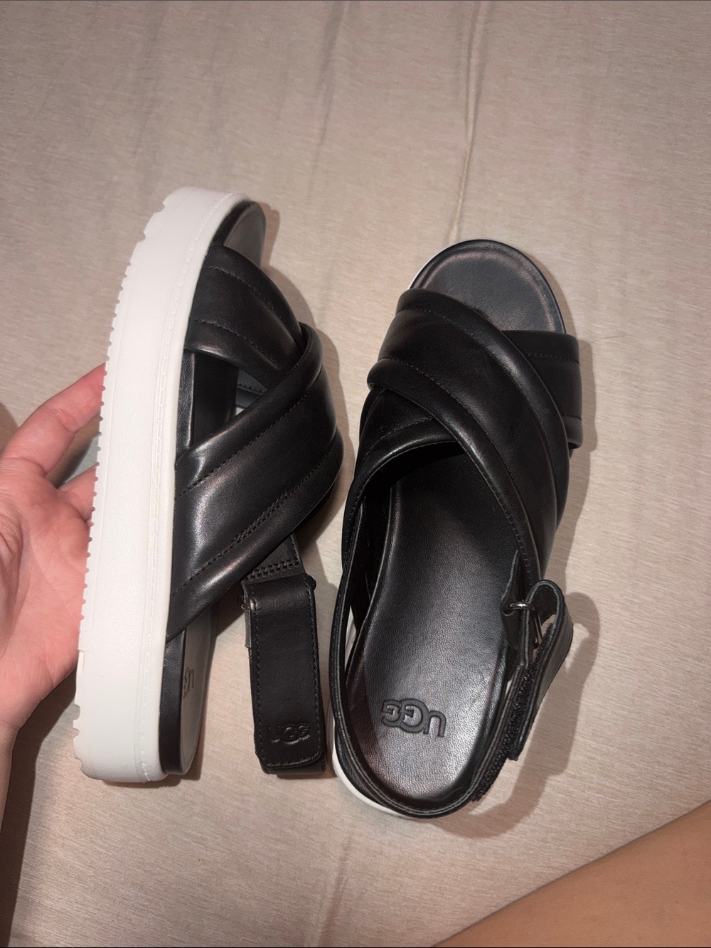 UGG Black Quilted Crossover Slingback Sandals - Picture 4 of 5